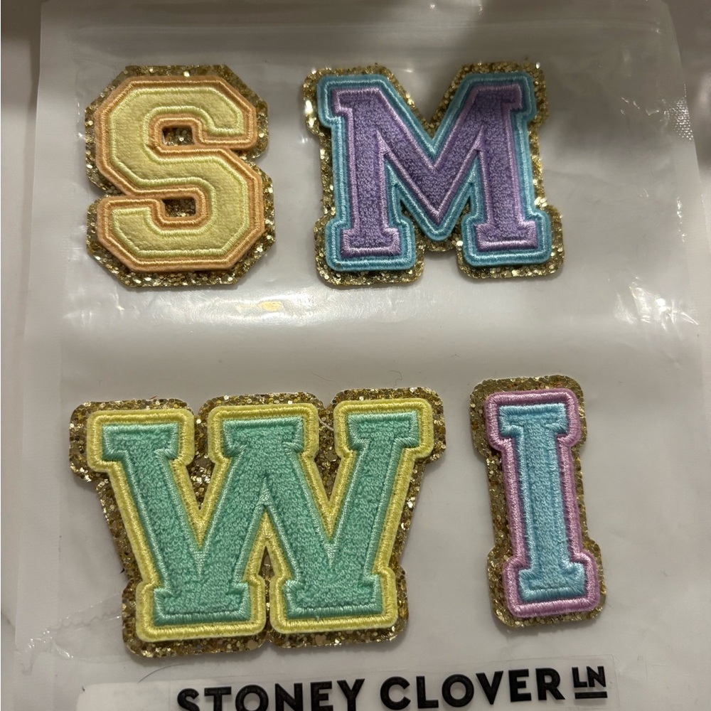 Stoney Clover Lane Glitter Letter Patches - Yellow, Blue, Purple